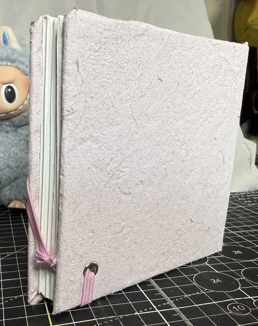 Handmade Paper with Green Tentacles - Pink ooak