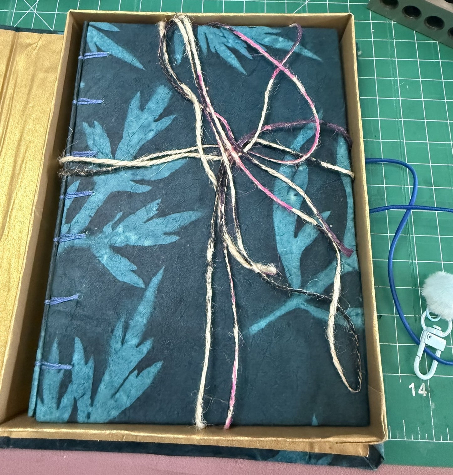 Blue Sun-dyed Ferns with Matching Box