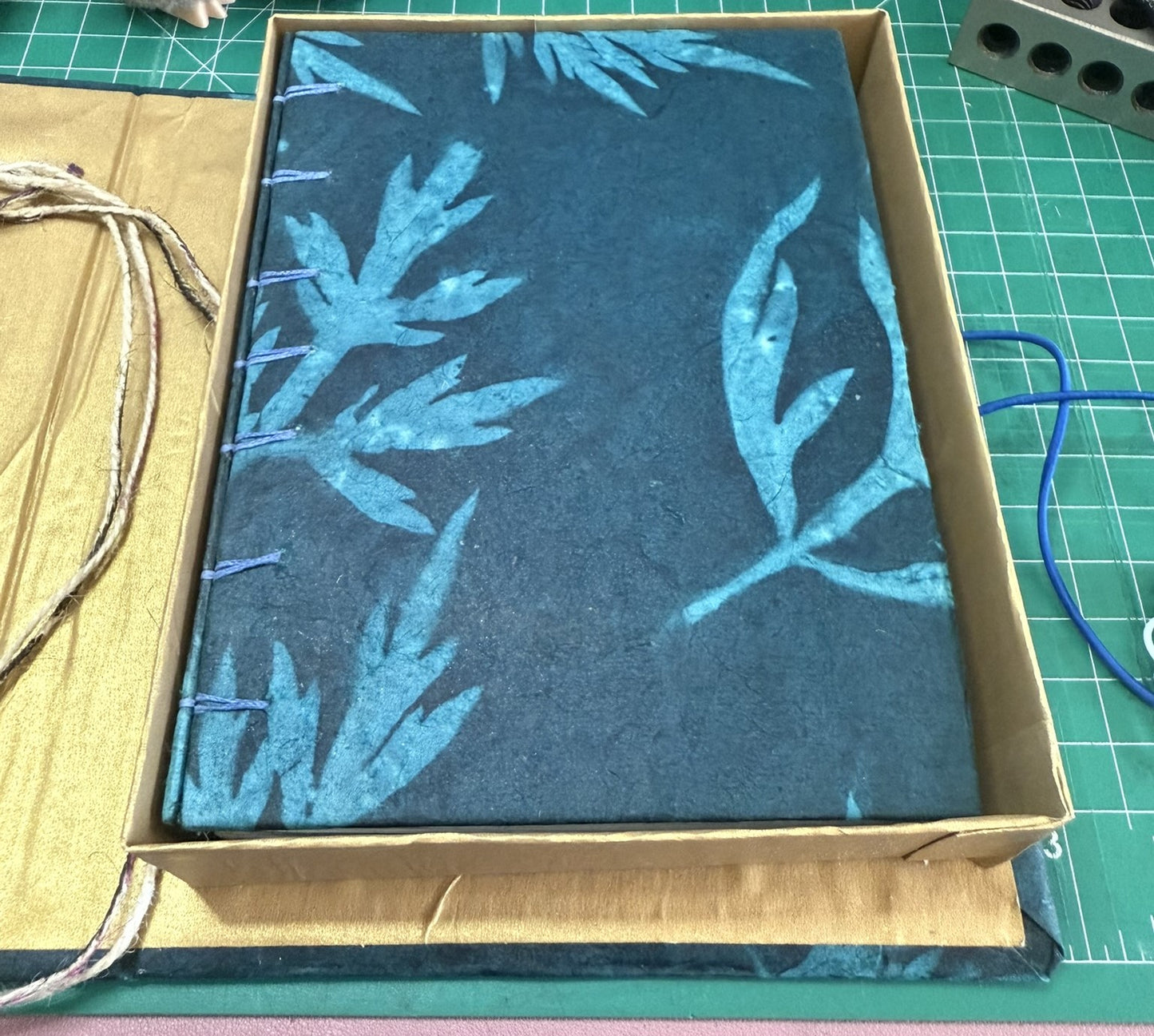 Blue Sun-dyed Ferns with Matching Box