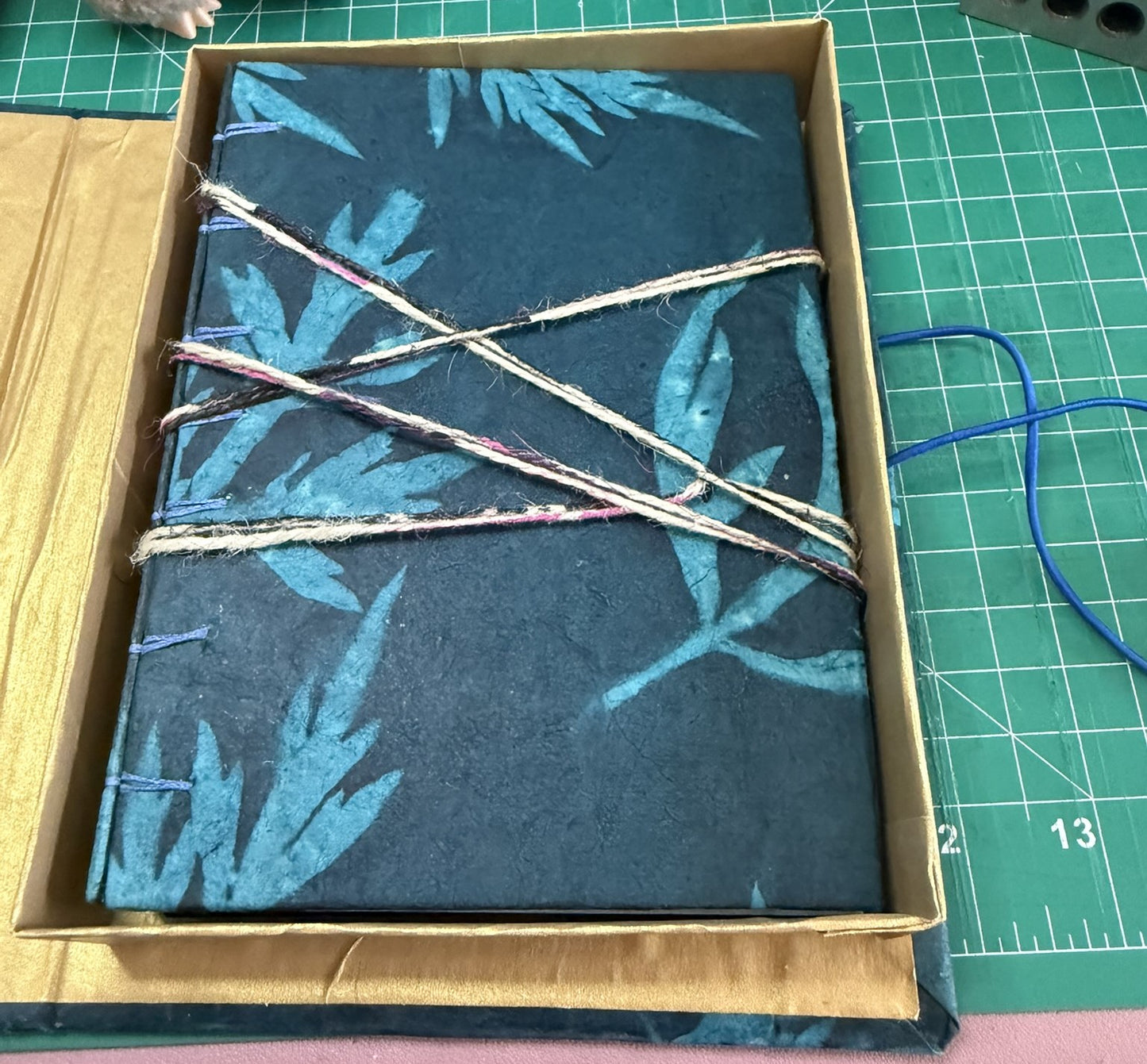 Blue Sun-dyed Ferns with Matching Box