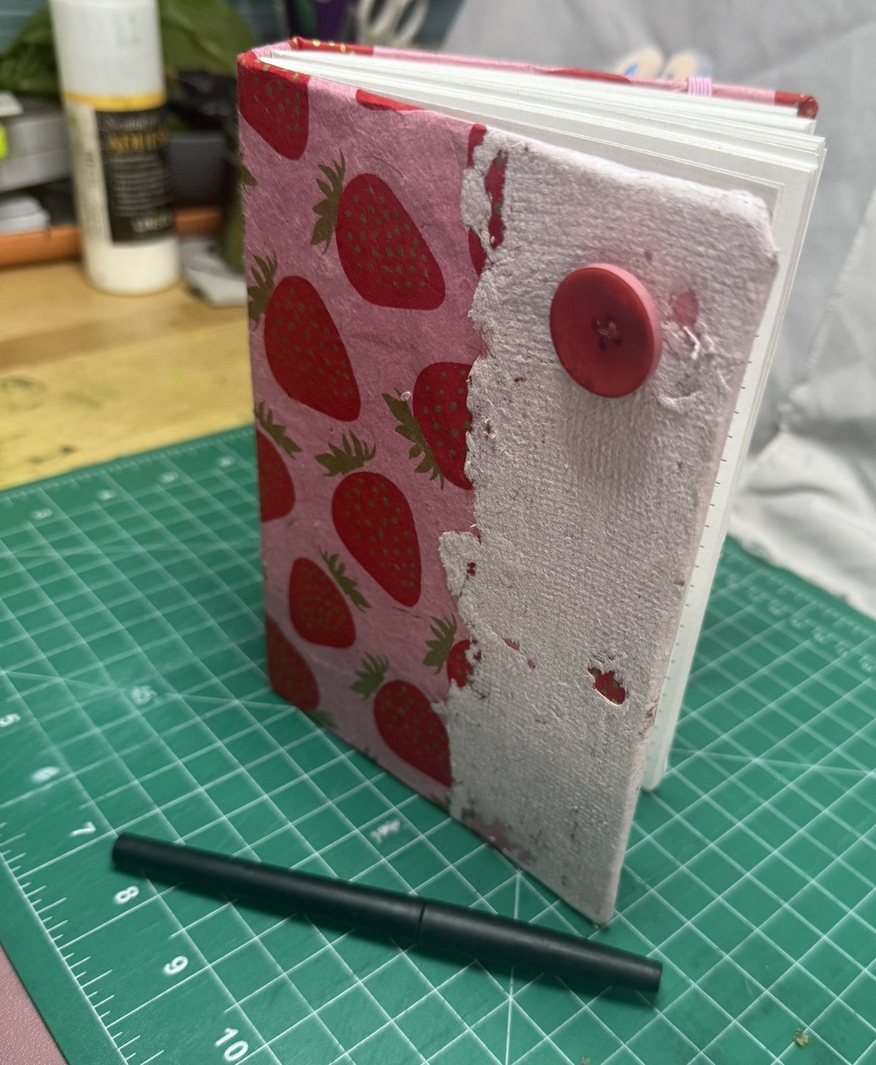Strawberries and Handmade Paper - ooak