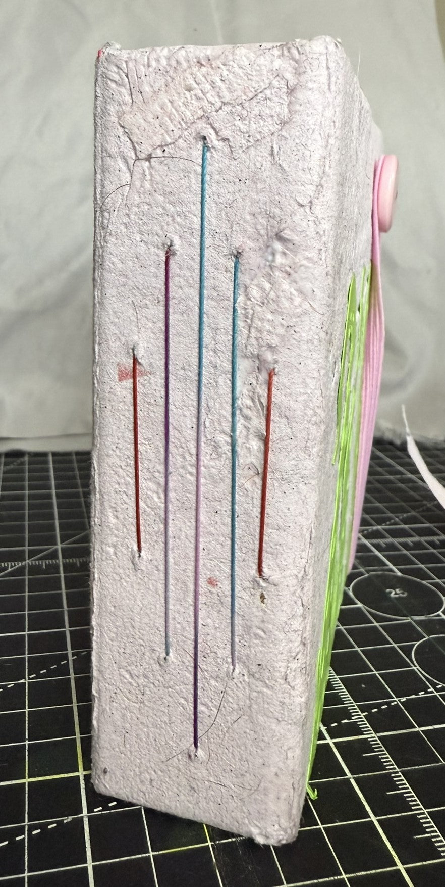 Handmade Paper with Green Tentacles - Pink ooak