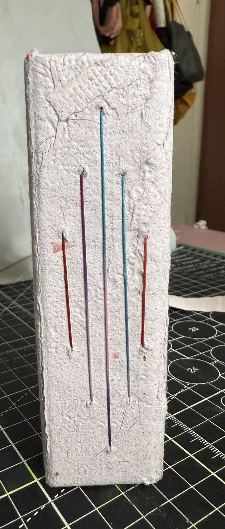 Handmade Paper with Green Tentacles - Pink ooak