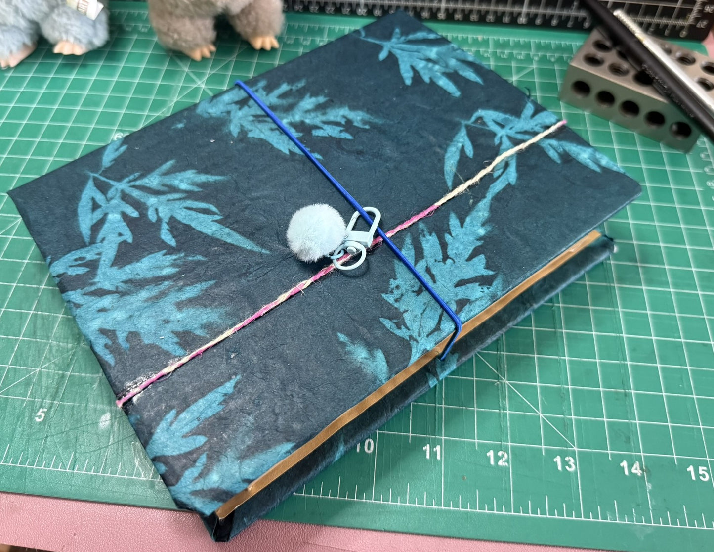 Blue Sun-dyed Ferns with Matching Box