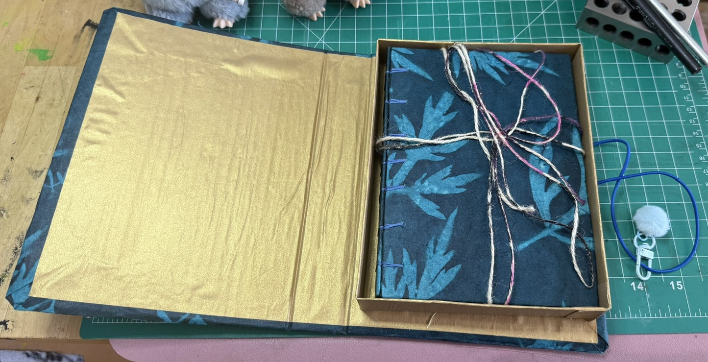 Blue Sun-dyed Ferns with Matching Box