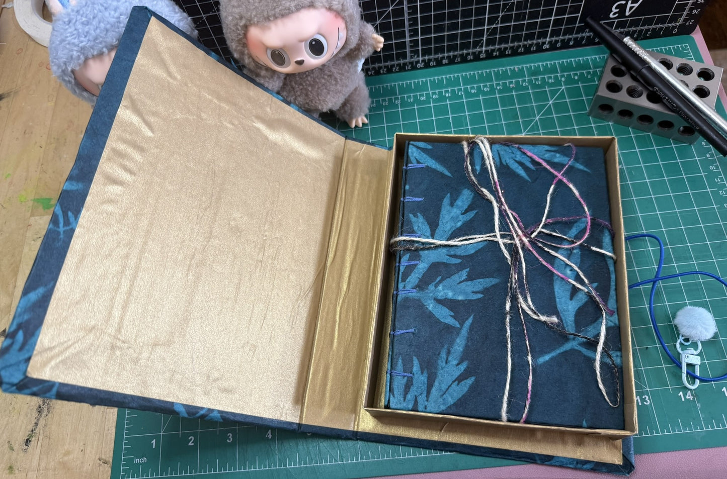 Blue Sun-dyed Ferns with Matching Box
