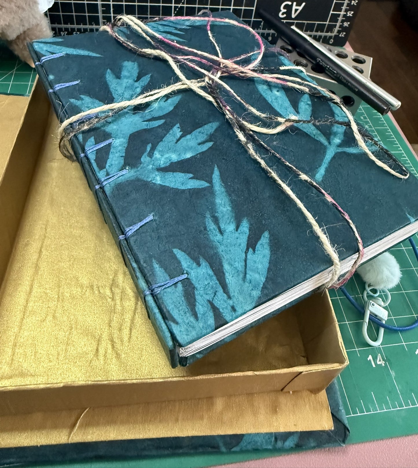 Blue Sun-dyed Ferns with Matching Box