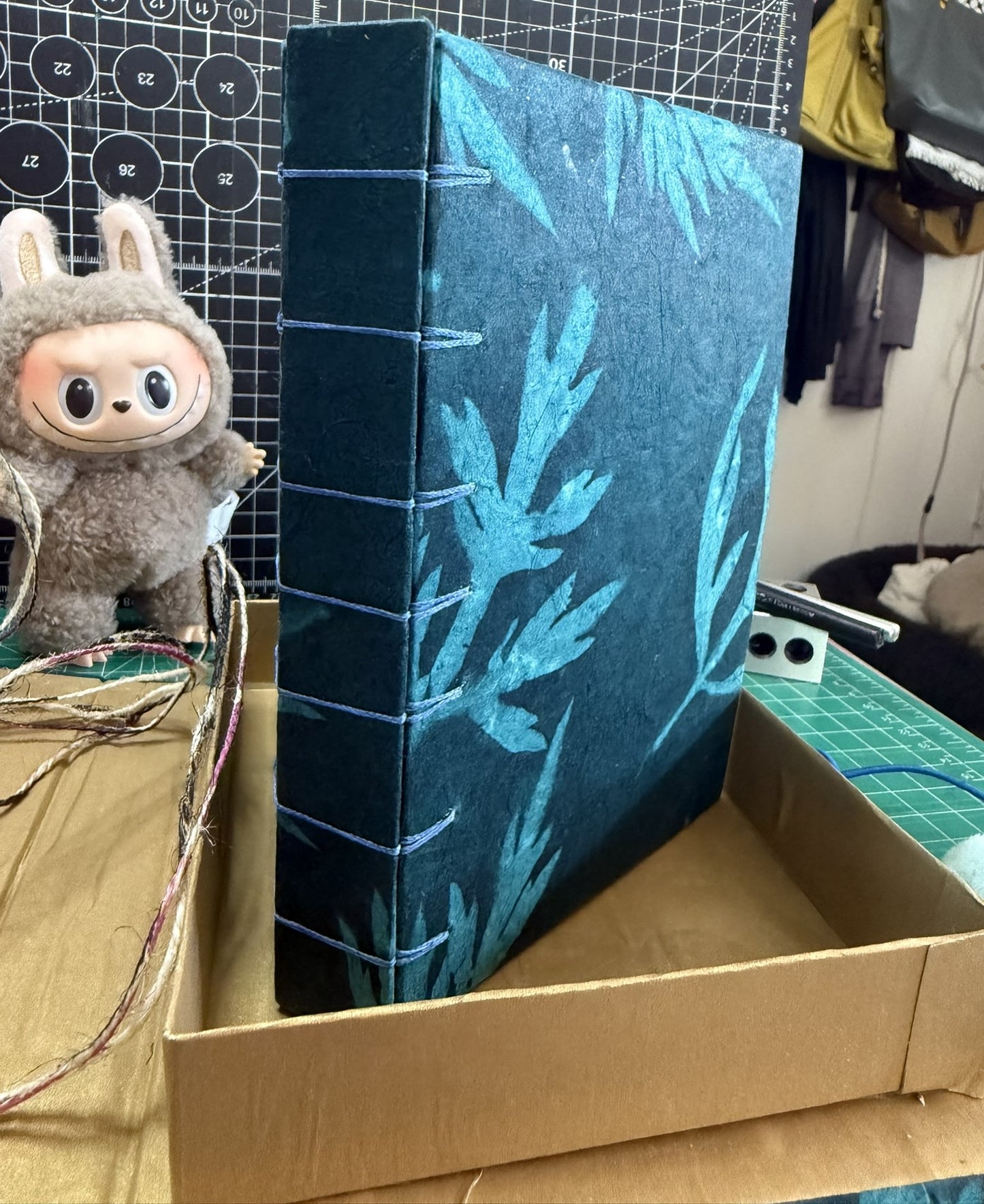 Blue Sun-dyed Ferns with Matching Box