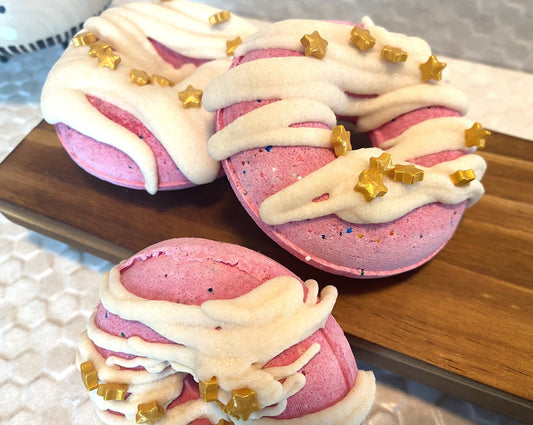 Pink Birthday Cake Frosted Donut Bath Bombs