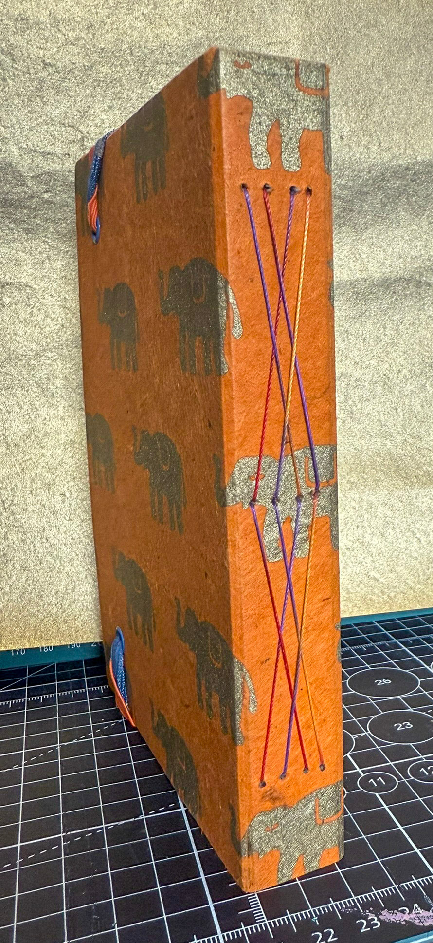 Gold Elephants on Orange