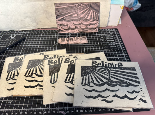 Believe -  Loch Ness Monster Linocut Print