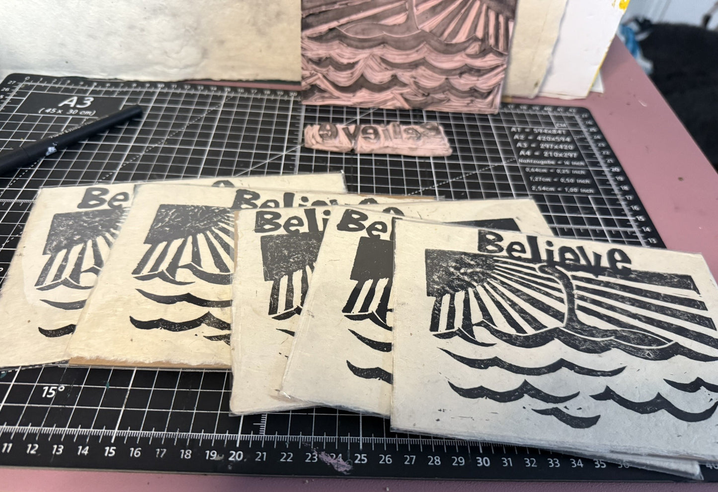 Believe -  Loch Ness Monster Linocut Print