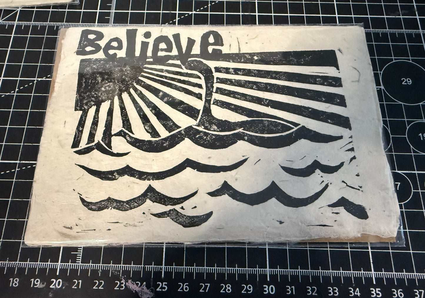 Believe -  Loch Ness Monster Linocut Print