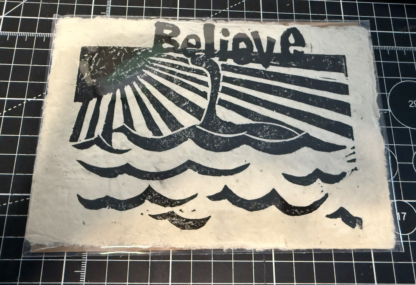 Believe -  Loch Ness Monster Linocut Print